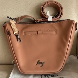 NWT Lug Quest Satin Luxe Vegan Leather Shoulder Bag in Chai Latte
